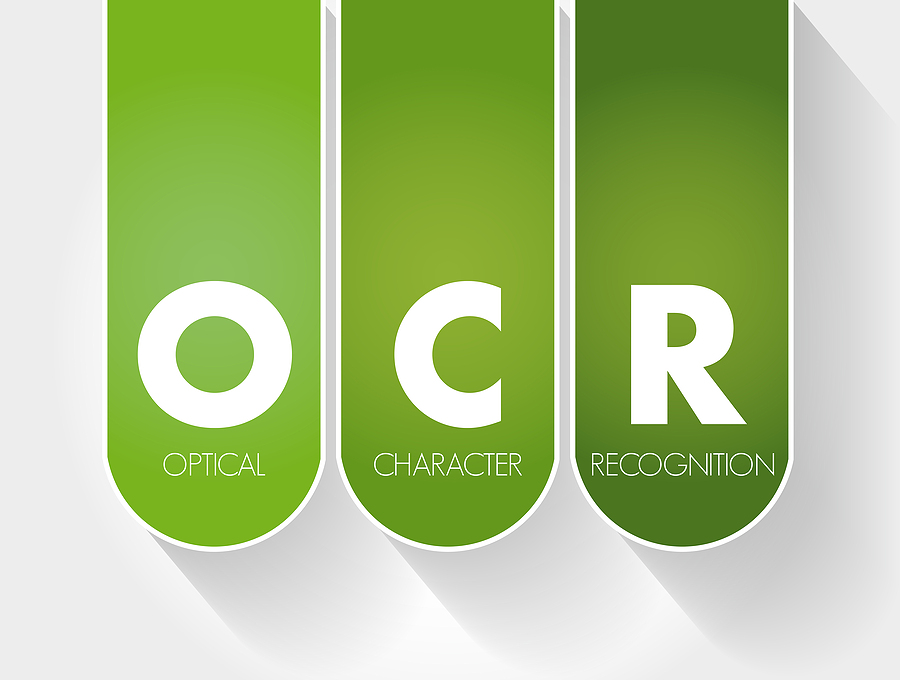 Smart Capture OCR - Optical Character Recognition acronym, technology concept background