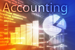 Accounting illustration of Spreadsheet and business financial charts - accounting efficiency